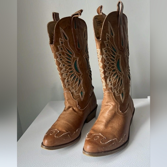 Coconuts by Matisse Brown and Teal Ankle Boots - Picture 4 of 9